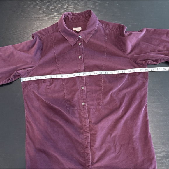 J JILL Womens 1X Purple Corduroy Long Sleeve Tunic Button Front Light Weight - Picture 3 of 9
